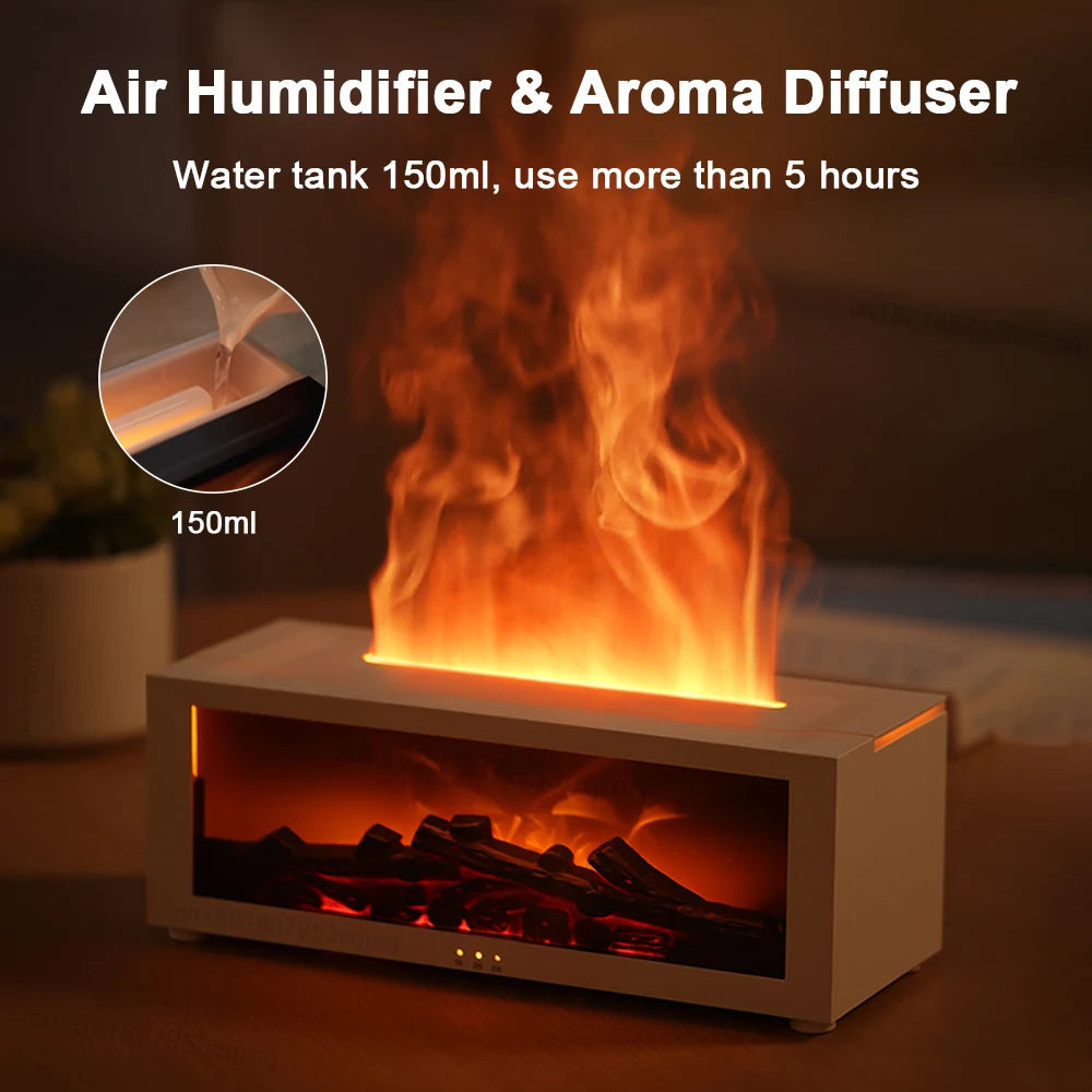 Flame diffuser glowing in dark room