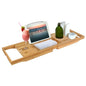 Extendable bamboo bathtub caddy tray